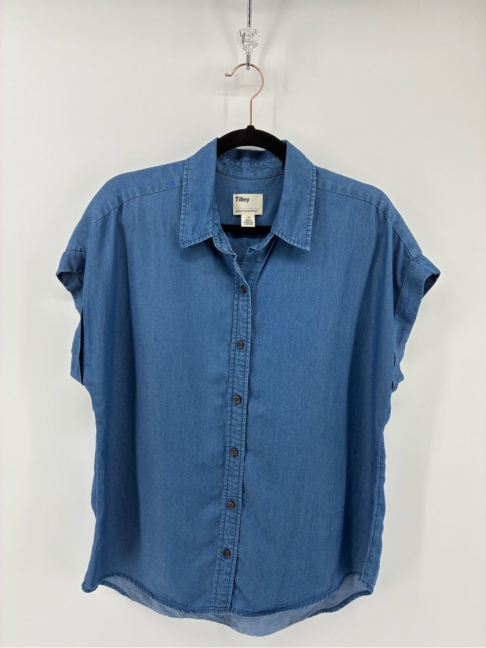 Tilley Chambray Blue Denim Button-Up Shirt